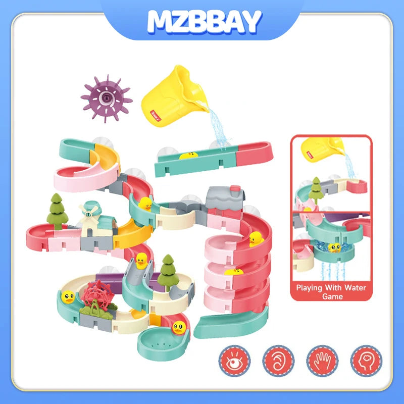 Children DIY Assembling Track Slide Suction Cup Toys Children Bath Tub Shower Wall  Delight Game Assembling Track Suction Toys