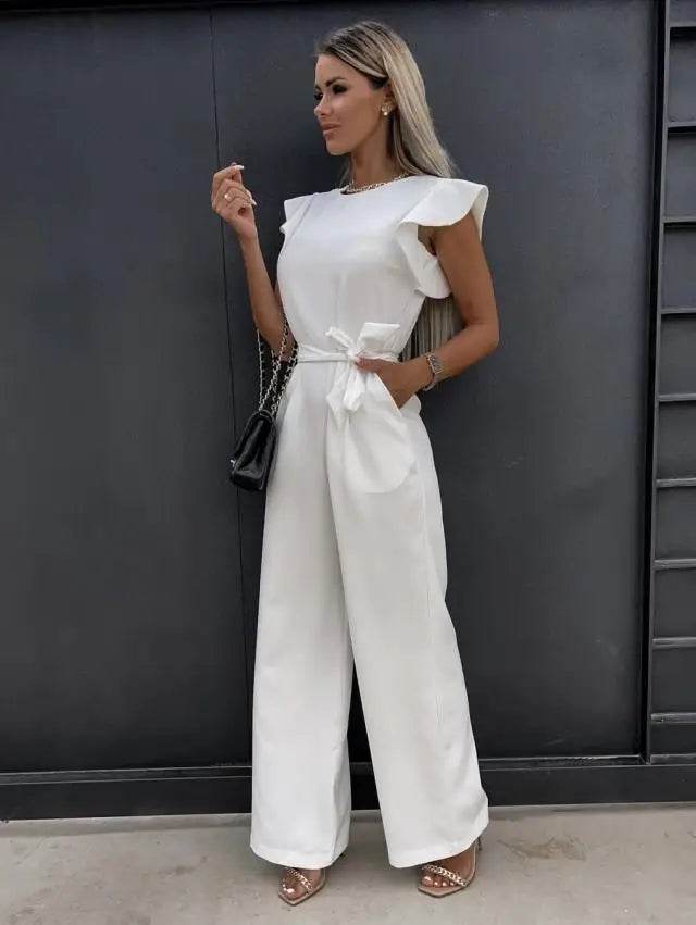 2024 Summer Short Sleeve Wide Leg Jumpsuit For Women Elegant Romper Vintage Streetwear Jumpsuits Overalls Women Jump Suit Woman - AIAZ