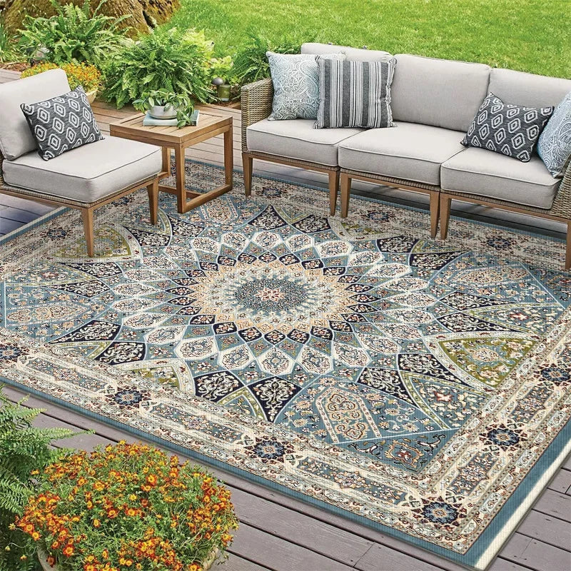 VIKAMA Summer Outdoor American-style Persian Camping Carpet, Living Room Carpet, Balcony and Terrace Carpet, Home Decoration