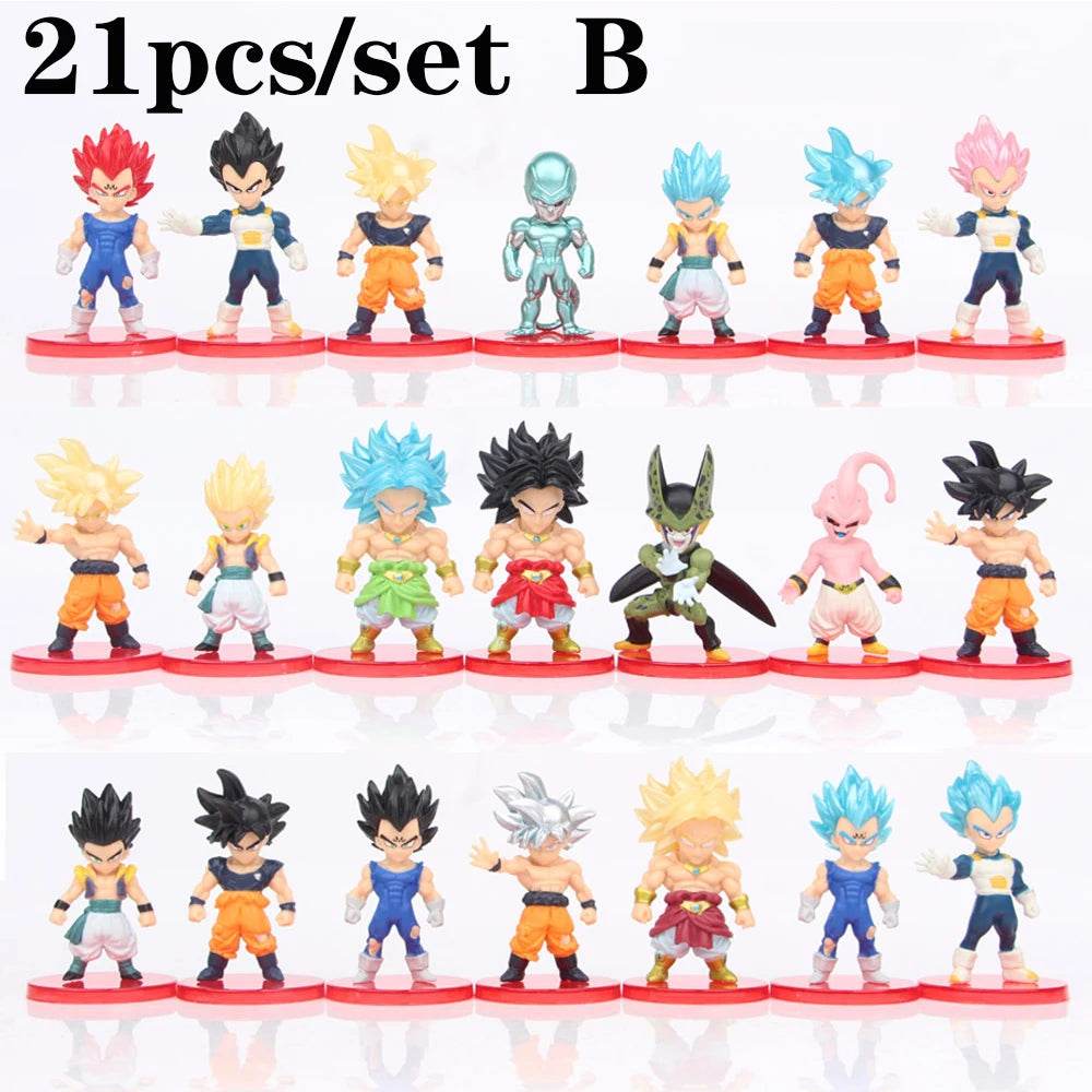 8-21PCS Dragon Ball Z Set Super Son Goku Vegeta Broly Buu Action Figure Anime Figurines Ultra Instinct Model Gifts Toys - AIAZ