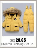 -30 degree Winter Ski Suit Plus Velvet Baby Jumpsuit Boy Overalls Warm Kids toddler girl Clothes Children Clothing coat overcoat