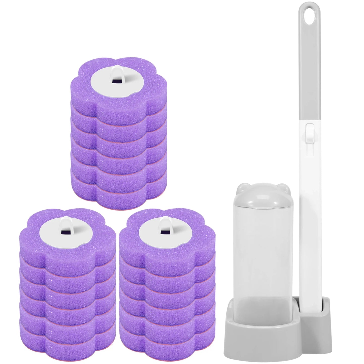 18/36Pcs Disposable Toilet Brush Long Handle Wall-mounted Wc Cleaning Tool Kit with Replaceable Brush Head Bathroom Accessories