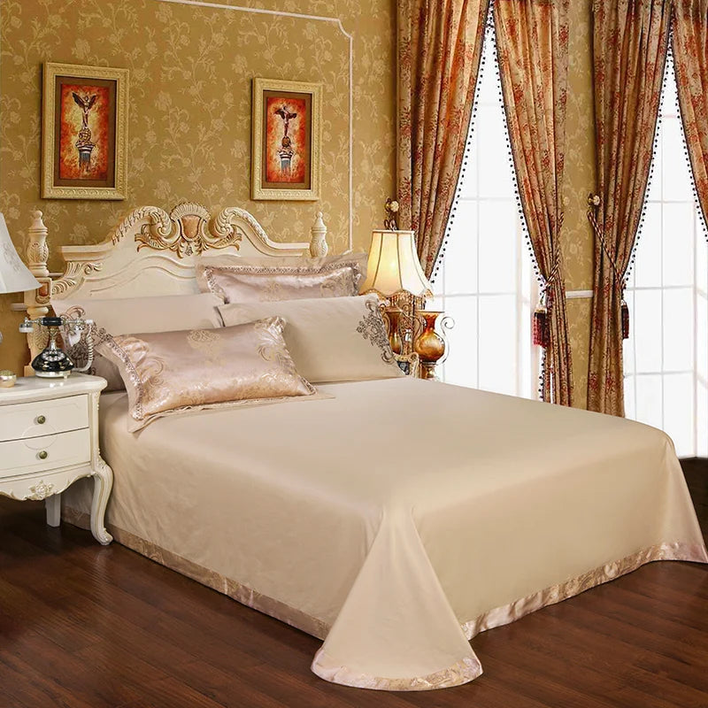 Sliver Gold Luxury Silk Satin Jacquard duvet cover bedding set queen king size Embroidery bed set bed sheet/Fitted sheet set