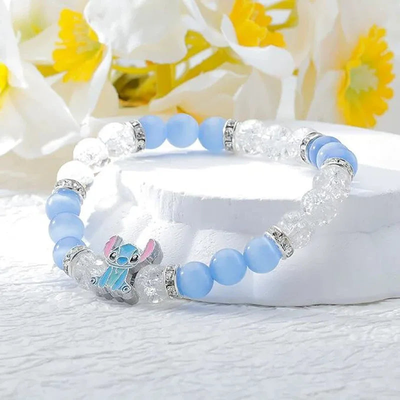 1 Set Cartoon Stitch Angel Couple Bracelets for Women Men Bangle Crystal Beads Stitch Bracelet Toys