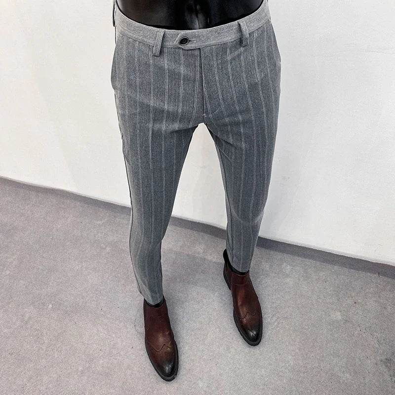Men Suit Pants Formal Trousers Pantalone Hombre Stretch Slim Solid Color Casual Dress Full Length Pants Fashion New Men Clothing - AIAZ