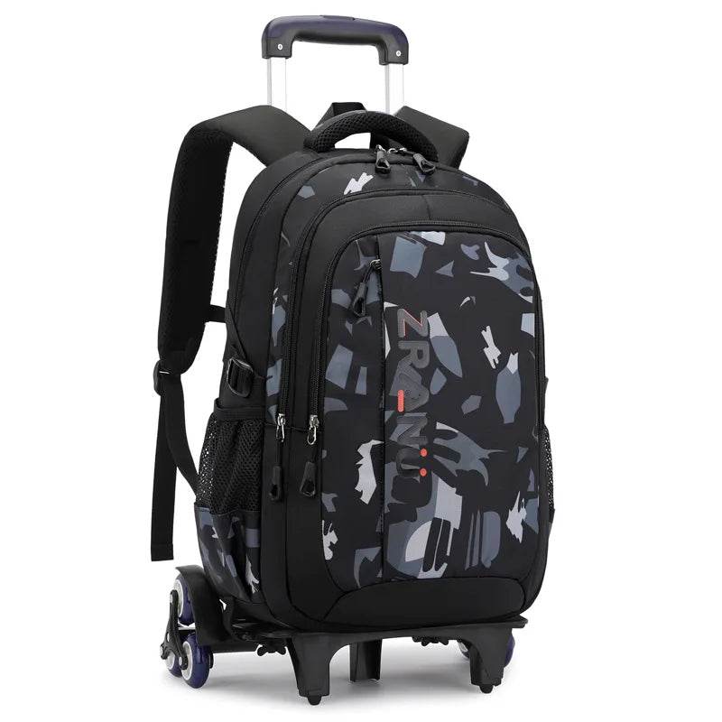 School Rolling backpack bag School Bags with wheels Student wheeled Backpacks for boys Children School Trolley Bag Waterproof - AIAZ