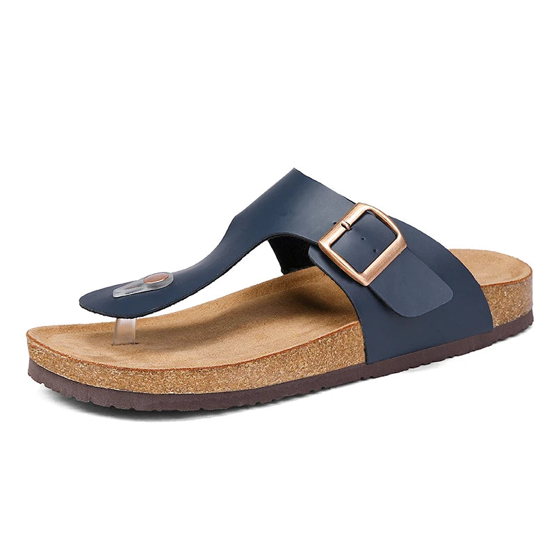 Men's Flip Flops Microfiber Leather Cork Slippers Clogs Outdoor Beach Casual Shoes Chanclas Hombre Durable Non-Slip Luxury Shoes