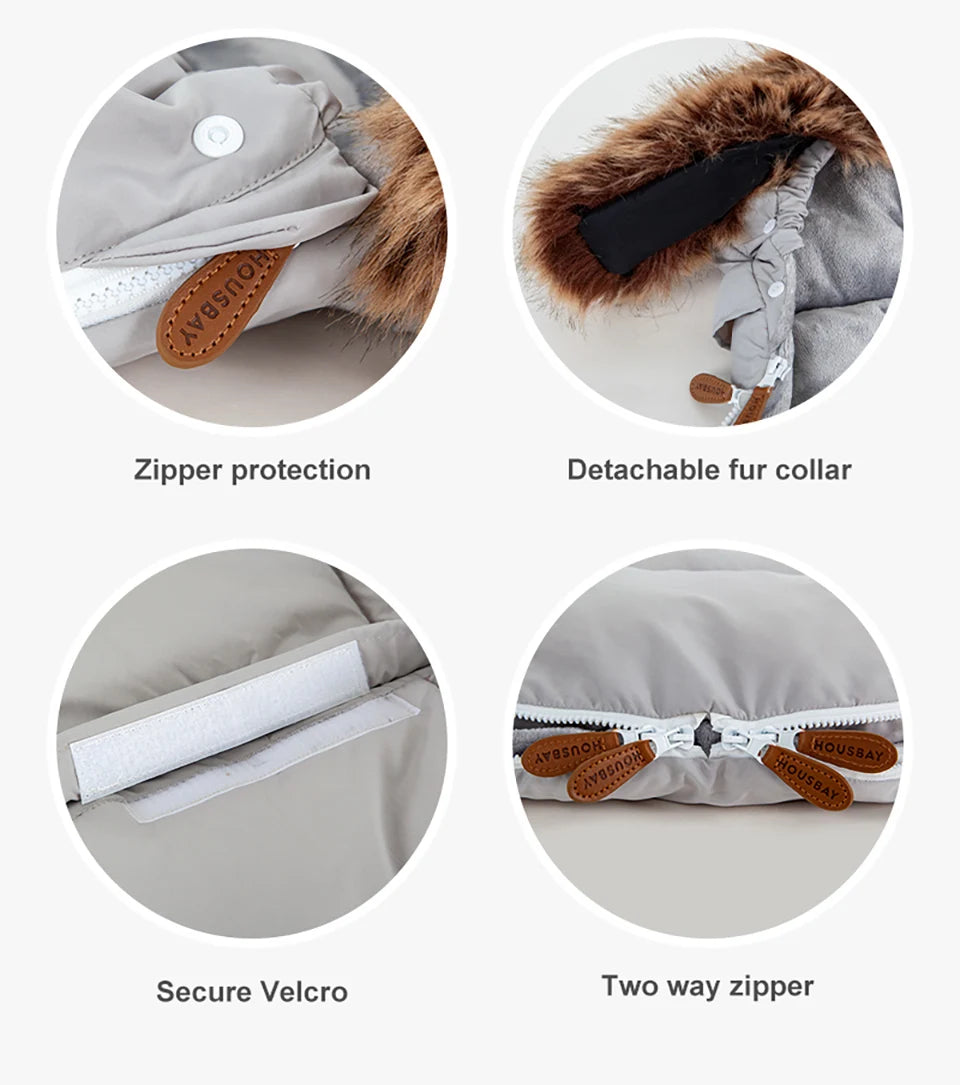 Stroller Footmuff Winter Baby Carriage Bag In Pram Removable Thicker Fur Collar Warm Flannel Newborn Cocoon Baby Envelope