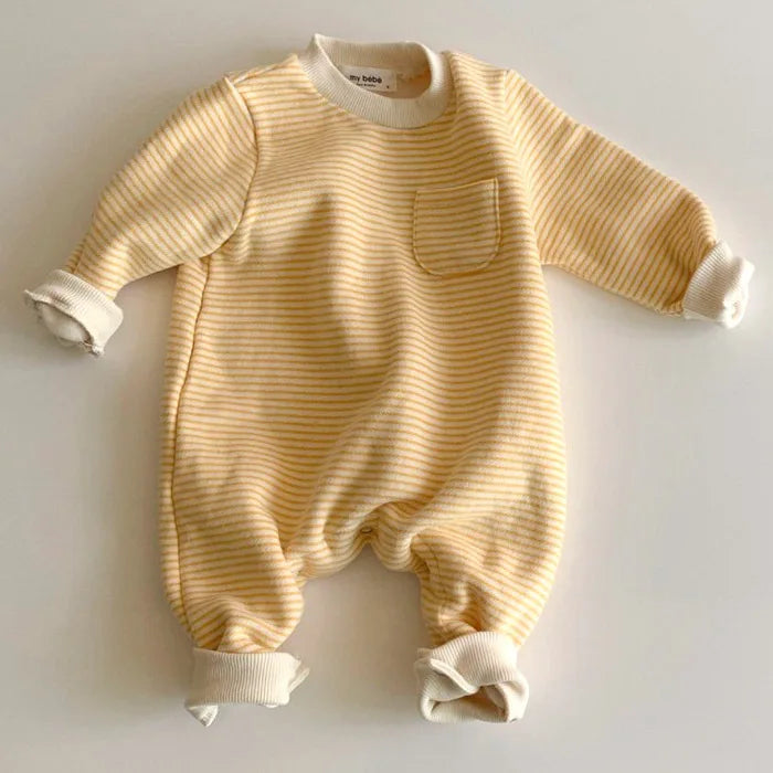 2025 Autumn New Baby Boy Girl Long Sleeve Romper Cotton Newborn Fashion Striped Jumpsuit Infant Simple Casual Clothes 0-24M
