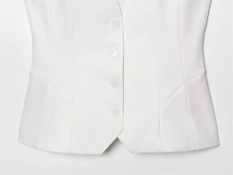 Women's Vest New Summer 2025 Solid Color Sleeveless Blend Vest Sexy V-neck Design Casual and Versatile Personality Fashion - AIAZ