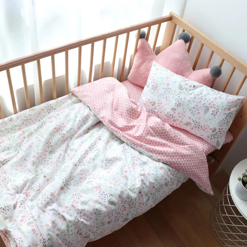 3 Pcs Baby Crib Bedding Set Cotton Bed Linens Boy Girl Cot kit Include Pillowcase Sheet Duvet Cover Children Room Decoration