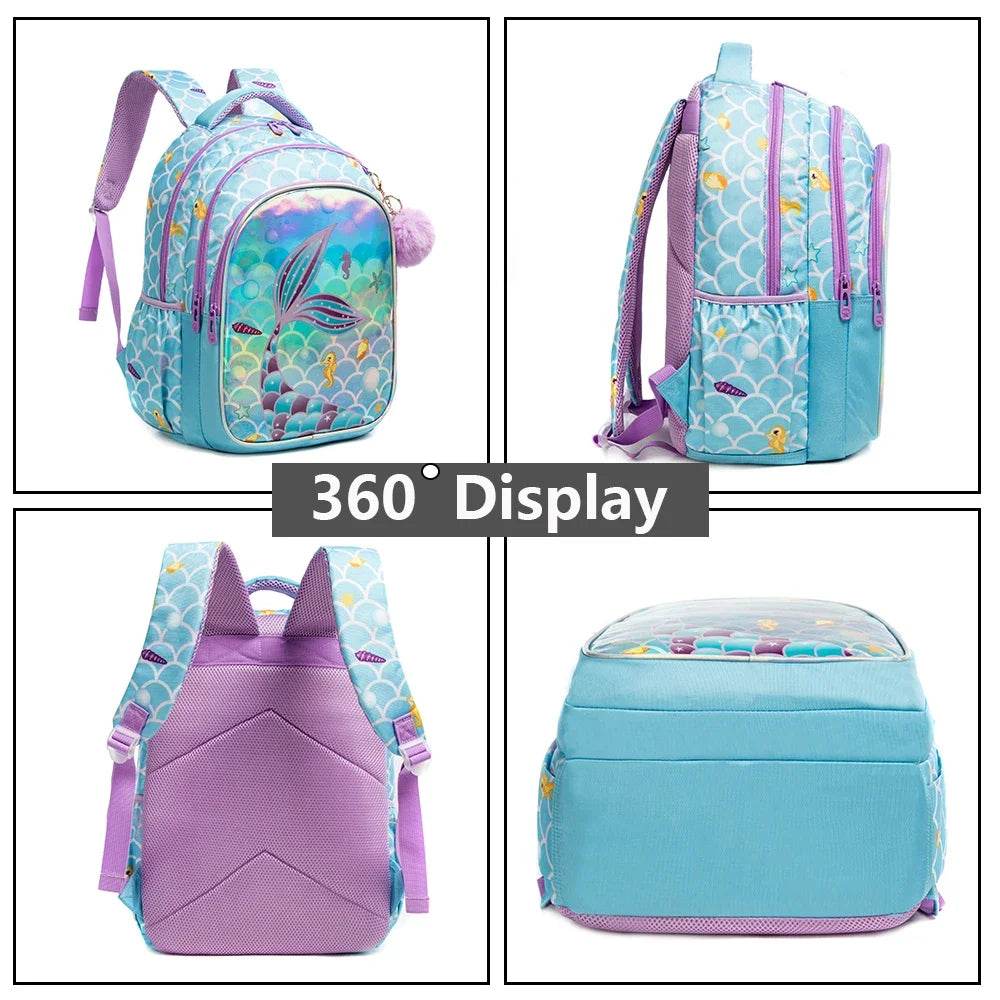 Drop Shipping Backpack Set for Teenagers Waterproof School Bags for Girls Backpack Mermaid Cartoon Bag Kids School Bags Supplies - AIAZ