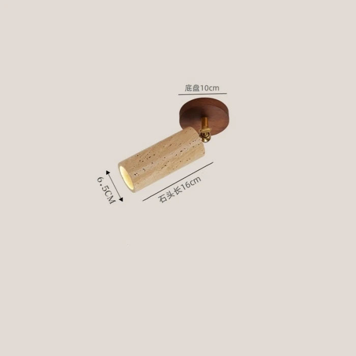 Stone Ceiling Lamp Spot light Angle Adjustable Rectangle Wood Base