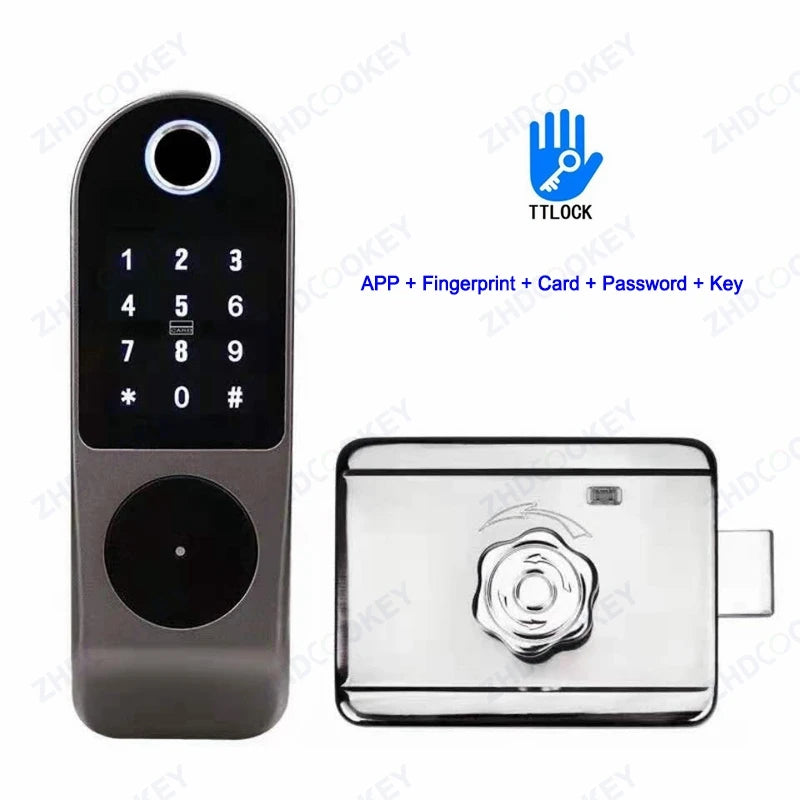 Security Home Gate Door Keys Entry RFID Card Code Password Tuya Wifi TTlock Smart Door Lock Digital Double Side Fingerprint Lock