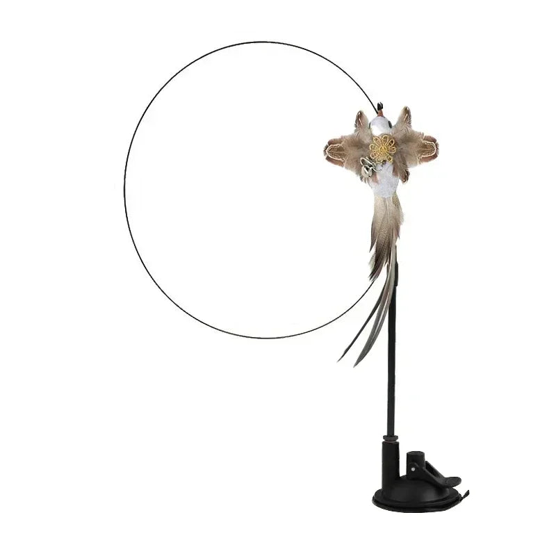 Simulation Bird Cat Toys Funny Interactive Peacock with Bell Cat Stick Toy for Kitten Playing Teaser Wand Toys Pet Cats Supplies