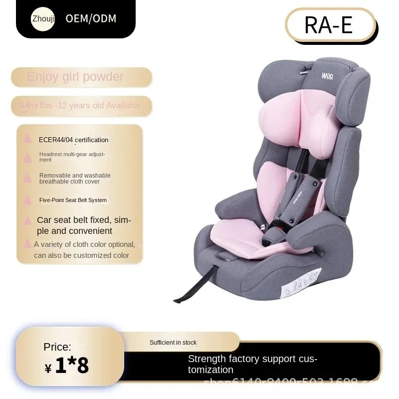 EG81 Foldable Child Car Seat, Travel-Friendly Safety Booster for 9 Months to 12 Years, Portable Baby Chair, Compact Car Seat