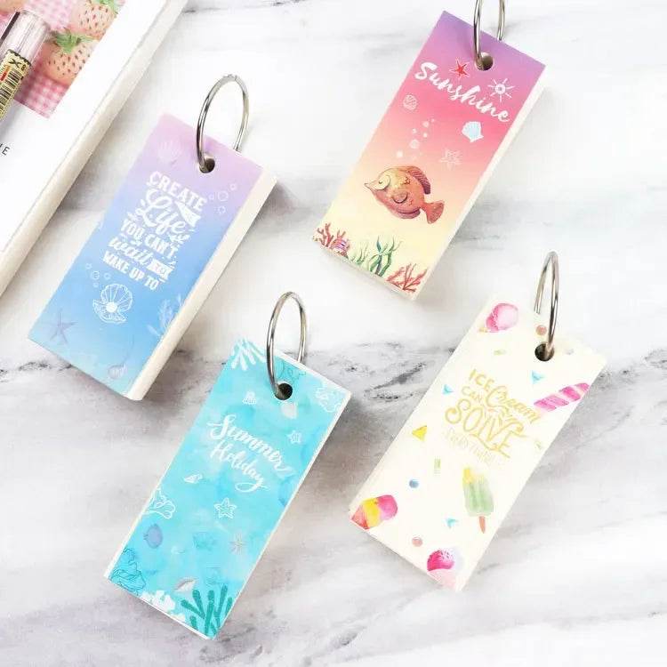 110 Sheets Lovely Mini Notebook School Supplies Stationery Vocabulary Writing Reciting Book Sticky Note Loose Leaf Memo Cards - AIAZ