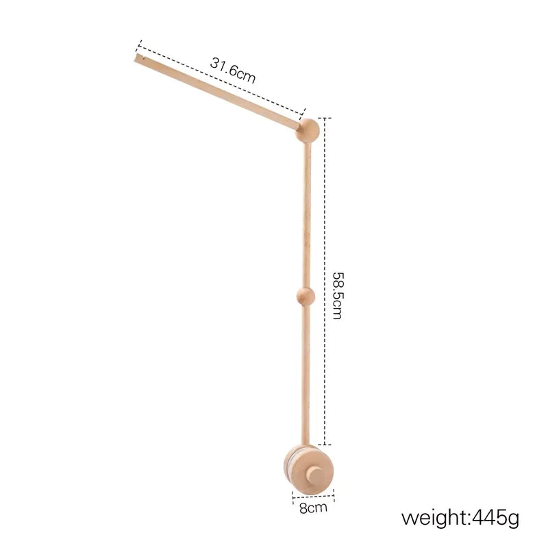 3pc/set Baby Wooden Bed Bell Bracket Mobile Hanging Rattles Toy Hanger Baby Crib Mobile Bed Bell Wood Toy Holder Arm Bracket