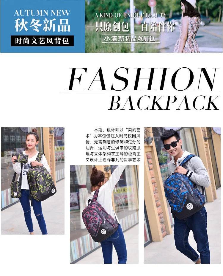 Waterproof travel laptop backpack children School Bags teenager Boys girls camouflage school Backpack set high School backpack - AIAZ