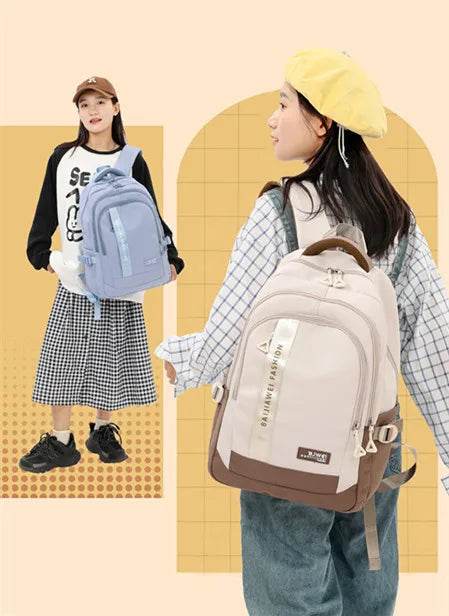 BAIJIAWEI brand college and high school student school backpacks Nylon orthopedic school bags reduces the burden girls schoolbag - AIAZ