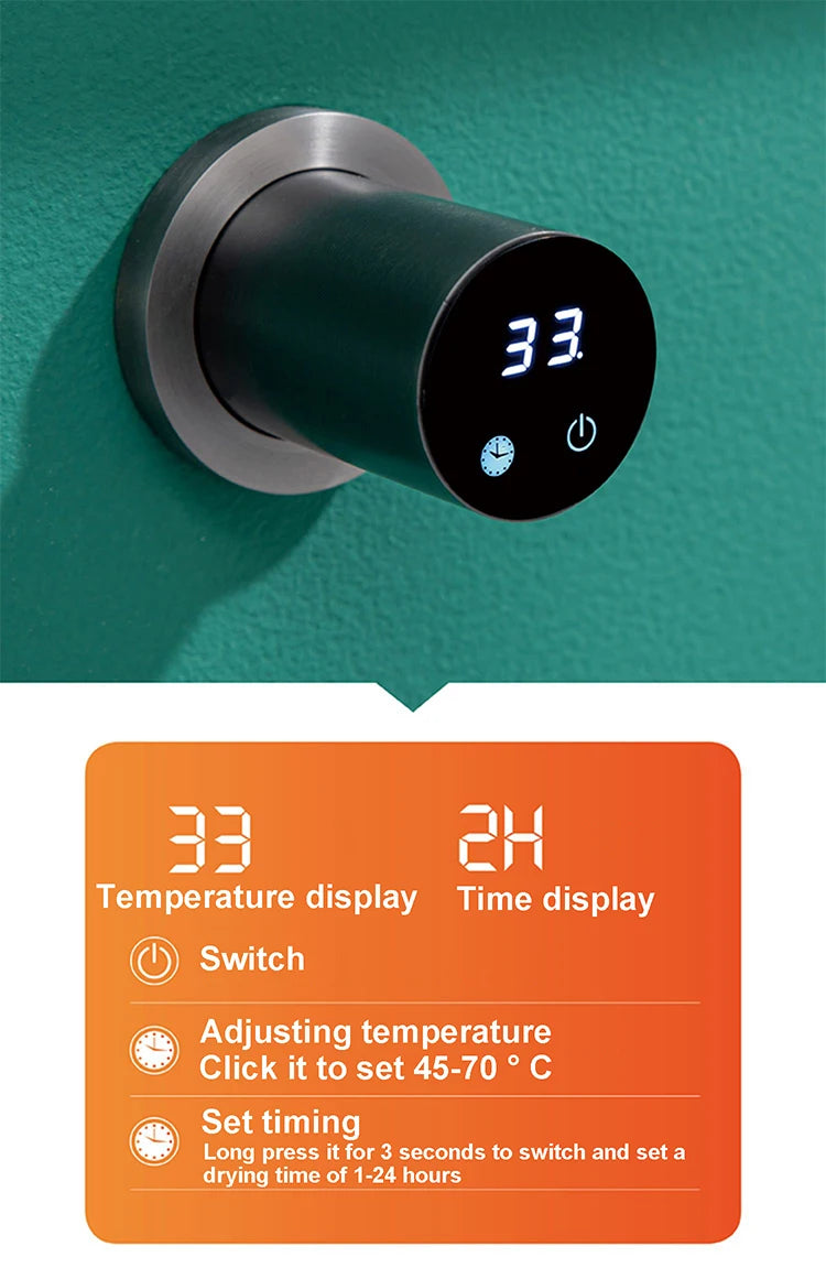 Smart Hidden Carbon Fiber Vertical Electric Heated Towel Rack Black Bathroom Bath Gray Dryer Rail Warmer Wifi Touch Control