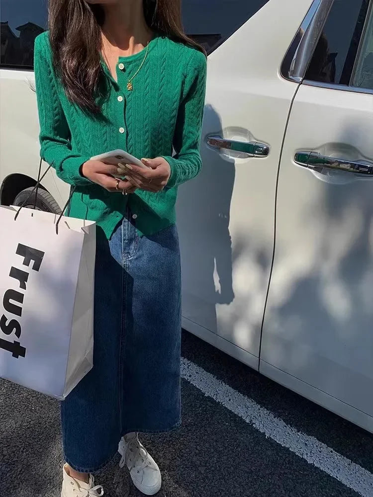 Maternity Skirt For Pregnant Women Denim Cotton Side Slit Medium Length Slimming Outerwear For Summer Spring Autumn