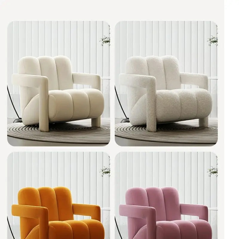 Cream Style Single Lounge Chair Light Luxury Sofa Designer Wool Living Room Reception Single Chair