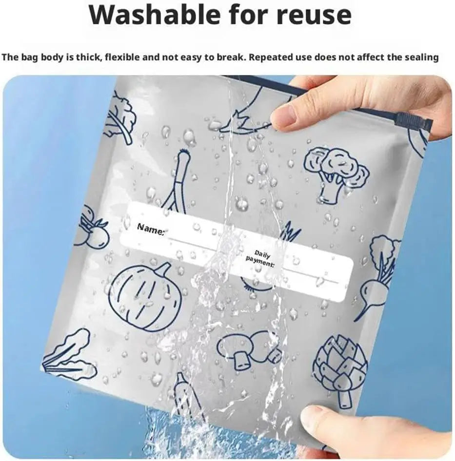 Food Cover Zipper Bag Reusable Freezing Plastic Wrap Bags Aluminum Foil Transparent Refrigerator Storage Fresh Bags Organizer