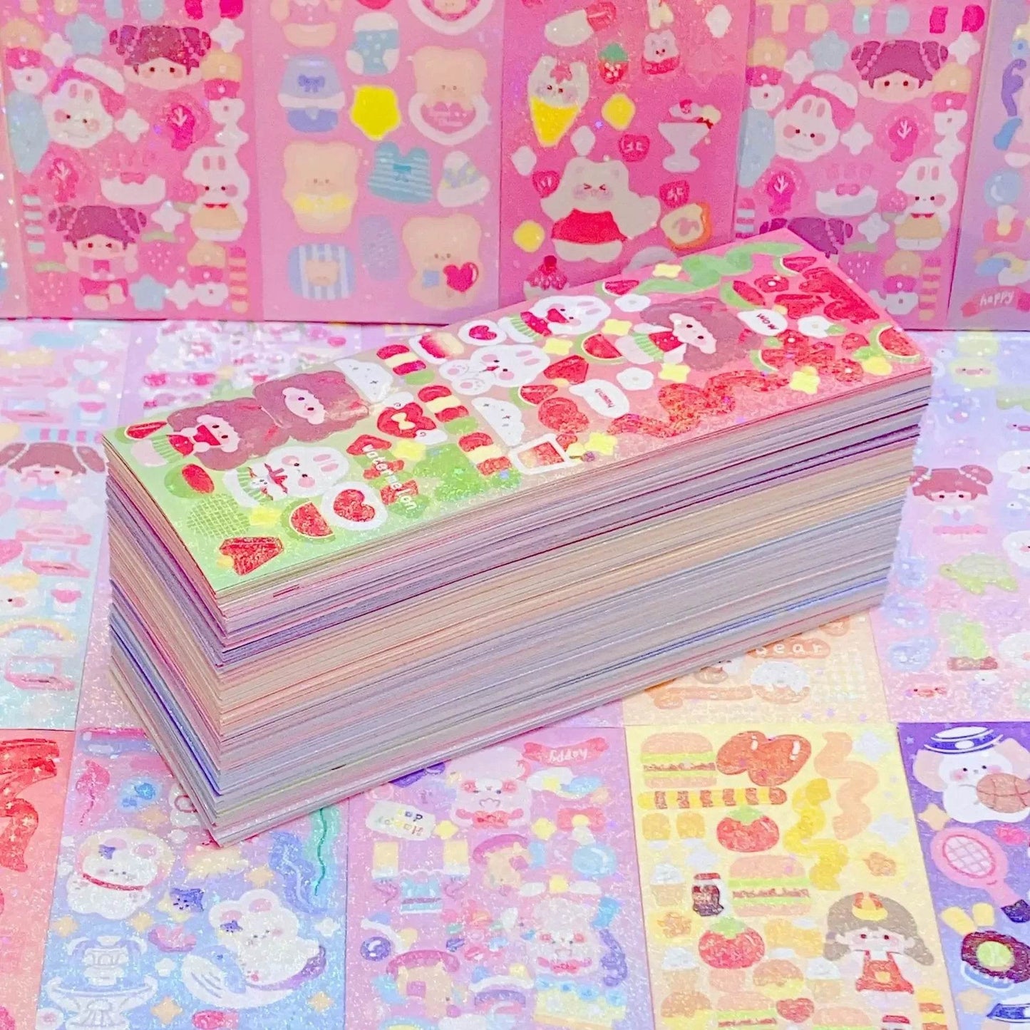 Kawaii Handbook Stickers Cartoon Collage Laser Student DIY Decorative Scrapbooking Journals Stationery Back School Supplies - AIAZ