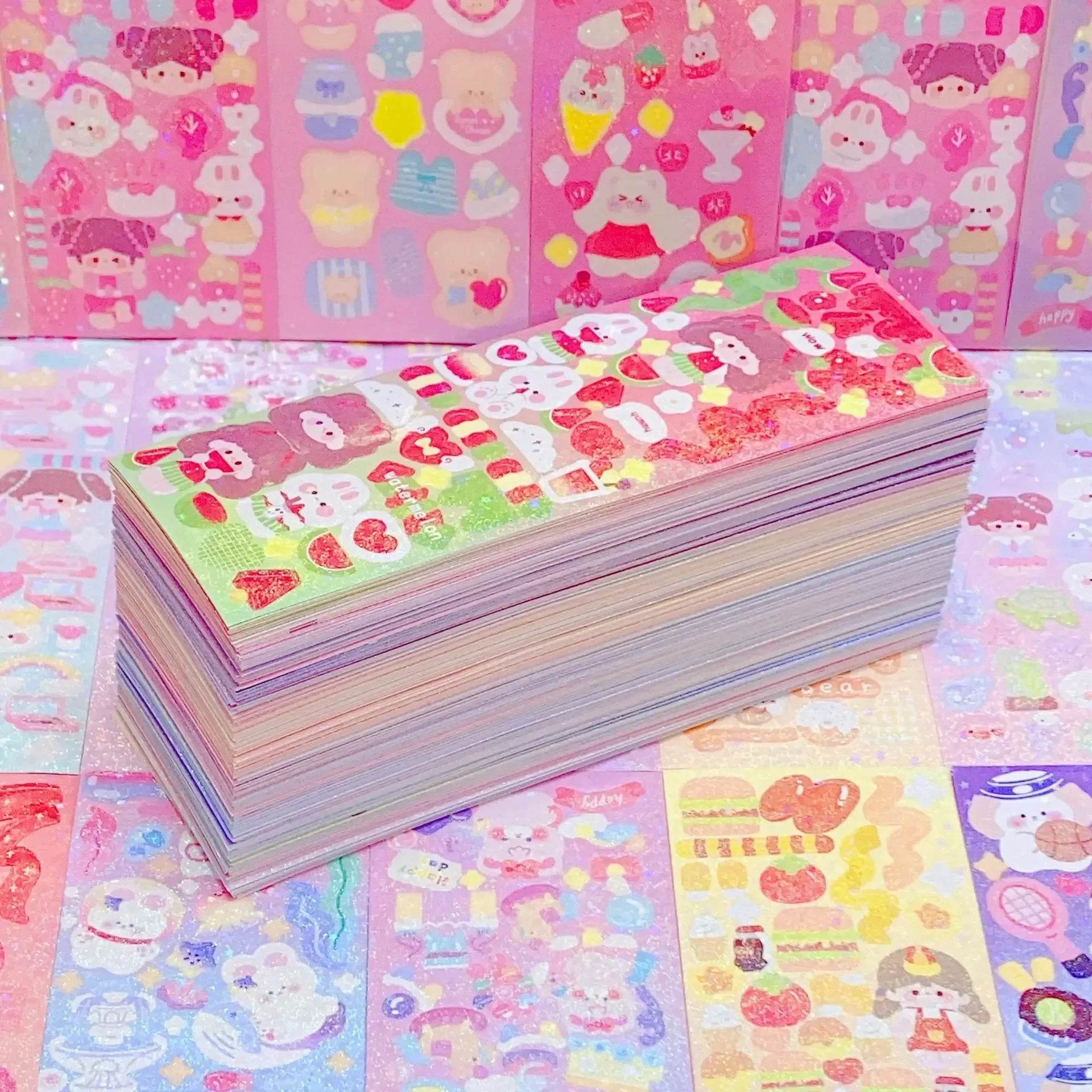 Kawaii Handbook Stickers Cartoon Collage Laser Student DIY Decorative Scrapbooking Journals Stationery Back School Supplies - AIAZ