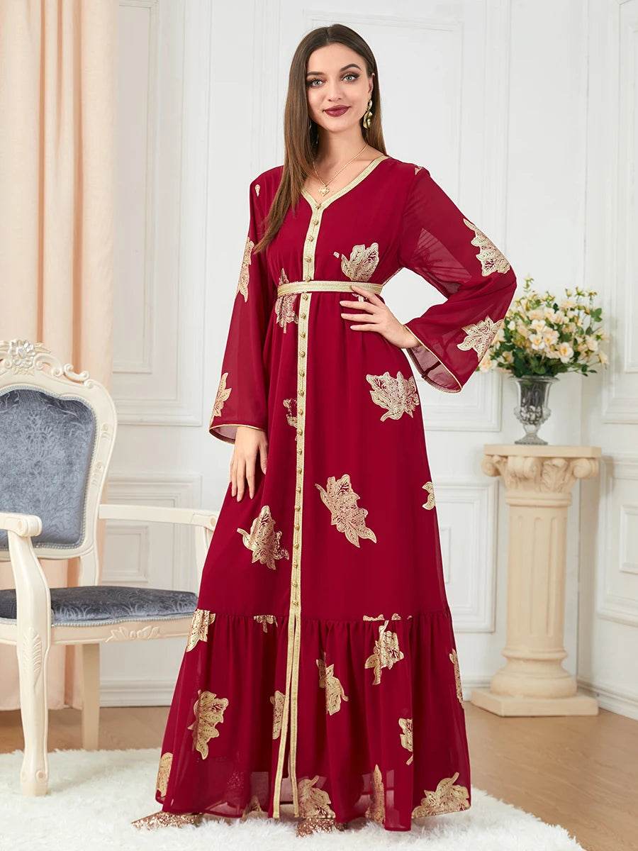 Morocco Dress For Women 2022 Autumn Muslim Abaya Fashion Dubai Abayas Iron Button Belted Kaftan Split Hem Party Dresses Vestidos - AIAZ