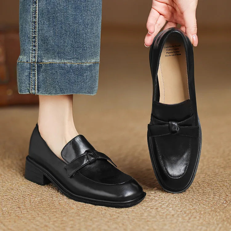 Dress Shoes Women Loafers Cow Leather Sheepskin Rubber Formal Business Suit Ladies 2025 Spring Autumn Handmade