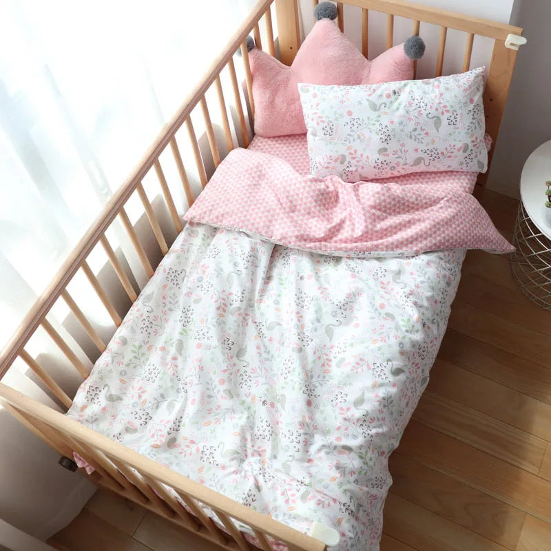 Baby Bedding Set Soft Cotton Baby Cot Kit Crib Bedding Set Quilt Duvet Cover Pillow Pilowcase Sheet Bumpers Baby Room Decoration