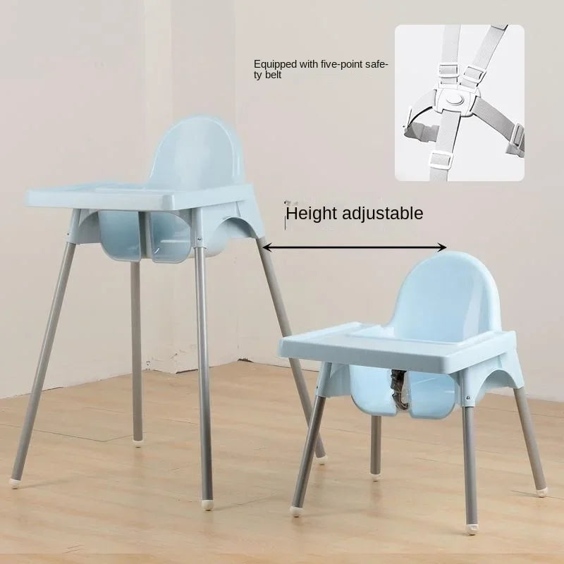 Sturdy Plastic Baby High Chair with Adjustable Tray oddler Dining Seat, Easy Clean Infant Feeding Chair for Home