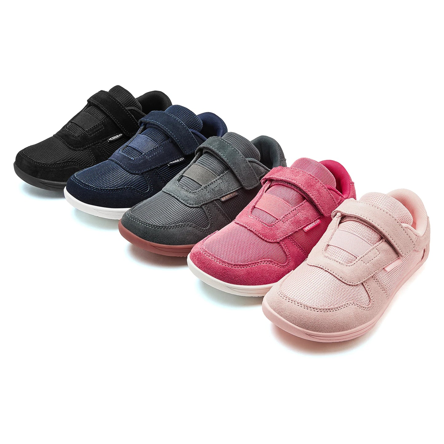 HOBIBEAR Kids Wide Toe Barefoot Shoes Little/Big/Kid Hook Loop Minimalist Sneakers Artificial Leather Mesh Lightweight Shoes