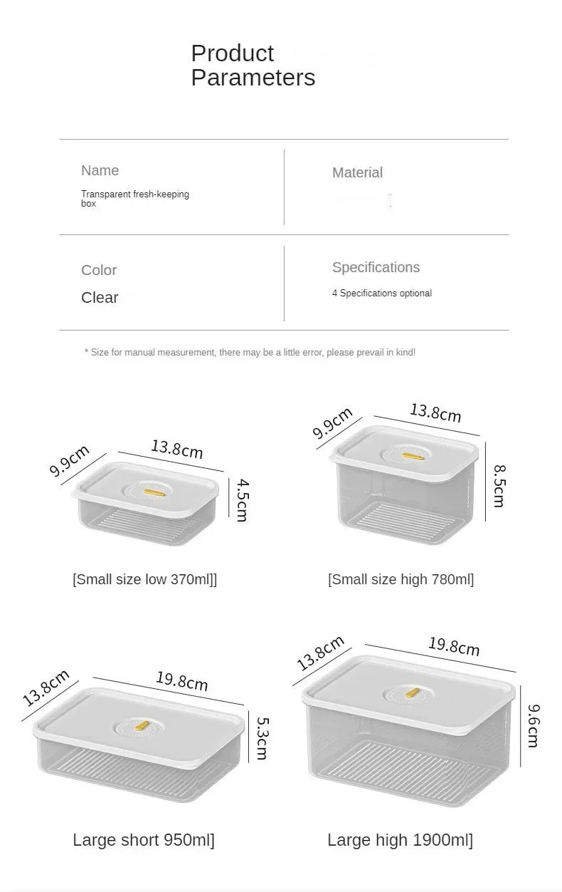 6PCS Thickened Storage Boxes Refrigerator Frozen Meat Dispenser Food Grade Crisper Food Seal Timing Box Kitchen Storage Supplies