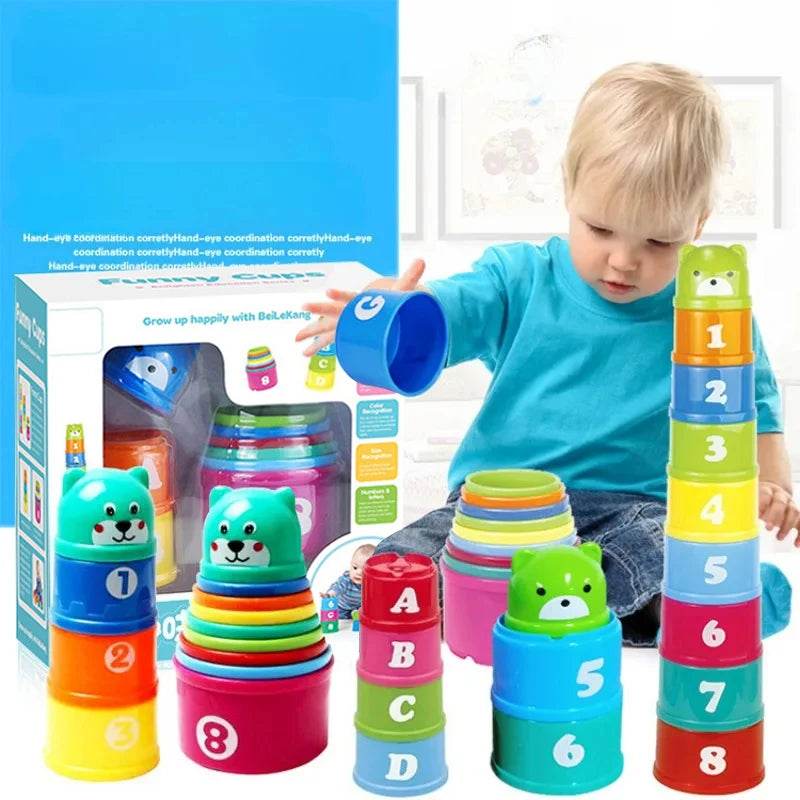 Kid Brain Response Battle Fold Cup Hand Speed Competition Fold Cup Baby Stack Game Early Education Puzzle Train Board Games Toy - AIAZ