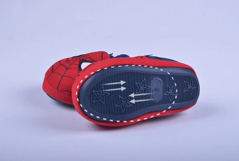 Disney Indoor Home Slippers Parent-child Heel Cotton Anti-skid Floor Children's Shoes Breathable Cartoon Red Slippers Size 26-46