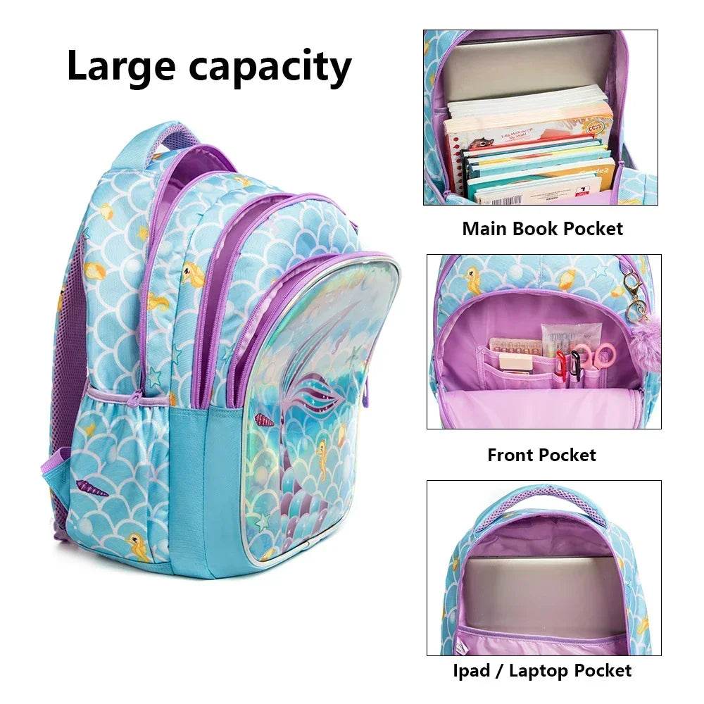 Drop Shipping Backpack Set for Teenagers Waterproof School Bags for Girls Backpack Mermaid Cartoon Bag Kids School Bags Supplies - AIAZ