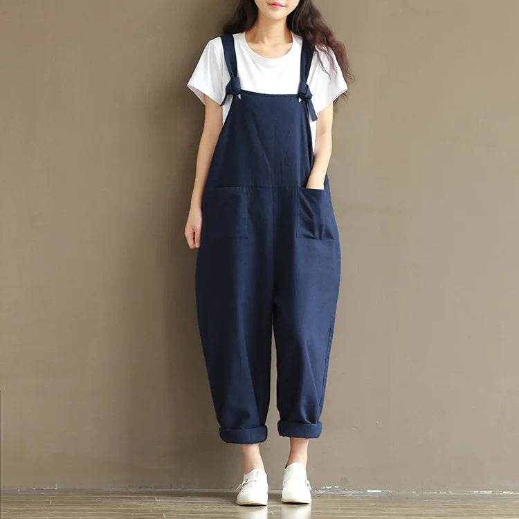 Women Strap Loose Jumpsuit Summer Casual Dungarees Pants Sleeveless Oversized Romper Baggy Overalls Jumpsuit - AIAZ