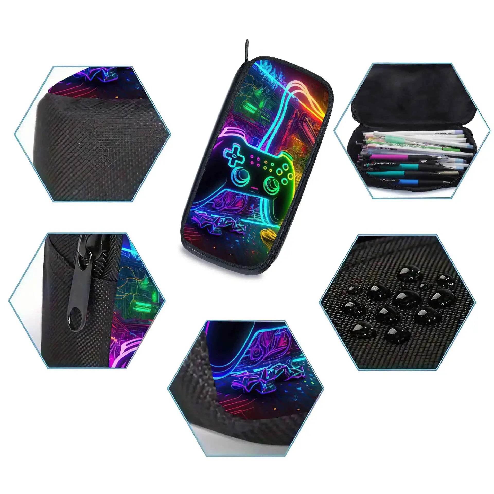 School Bags for Children Boys Game Pad Pattern Backpacks Kids Satchels Primary School Grade 1-3 Students 3 Pieces Set Backpacks - AIAZ