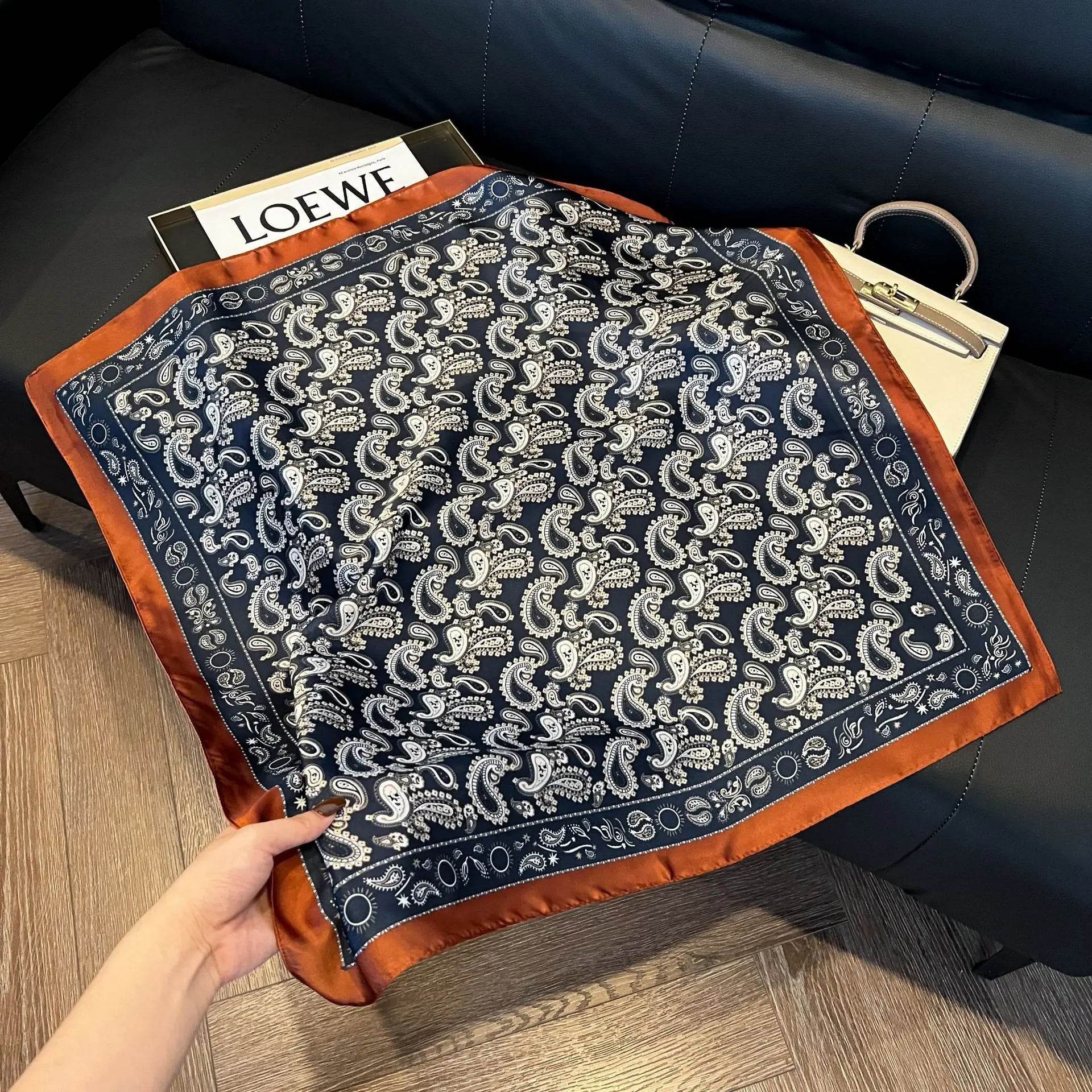 2024 New Leopard Print Square Scarf Women's Imitation Silk Scarf Casual Versatile Decoration Small Neck Scarf 70CMx70CM - AIAZ