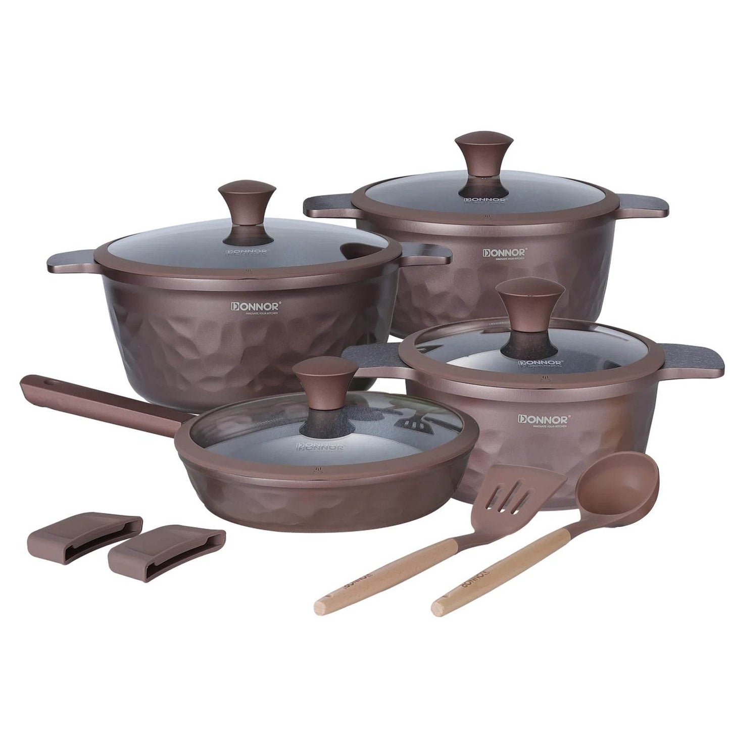 DONNOR Kitchen Cooking Set 12 Pcs Pots and Pans Set Non-toxic Healthy Pots and Pans Set Non Stick Saucepans Steamer Set - AIAZ
