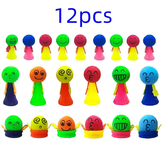12Pcs Fun Bouncing Doll Games Kids Party Goodies Toys Birthday Gifts Souvenir Pinata Filler Kindergarten School Reward Toys Bag - AIAZ