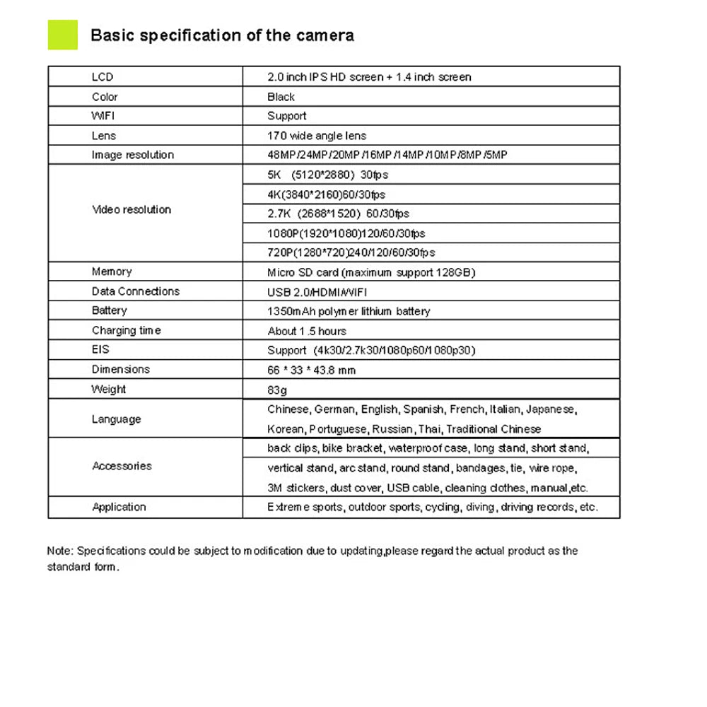 2" IPS Dual Screen Action Camera 5K 30FPS  4K 60FPS 48MP EIS Video With Optional Filter Lens 1080P Webcam Vlog WiFi Sports Cam