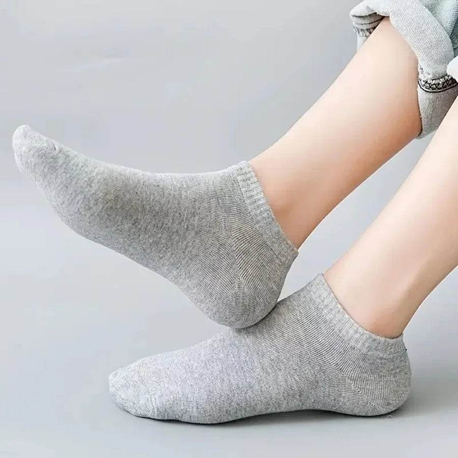 10 pairs/Men's Socks Spring/Summer Thin, Breathable, Soft Polyester Cotton Socks Black Casual Business Ankle Socks Boat Socks Si - AIAZ