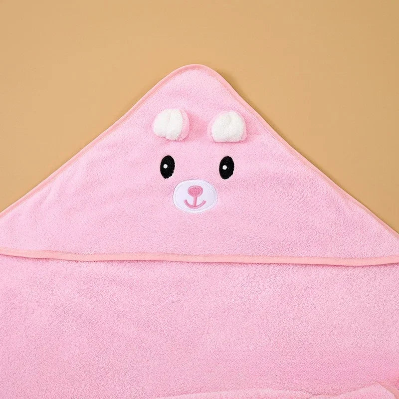 Hooded Coral Velvet Baby Bath Towel Cartoon Baby Elephant Wrap Blanket Super Absorbent Warm Bathrobe Newborn Baby Bath Towel
