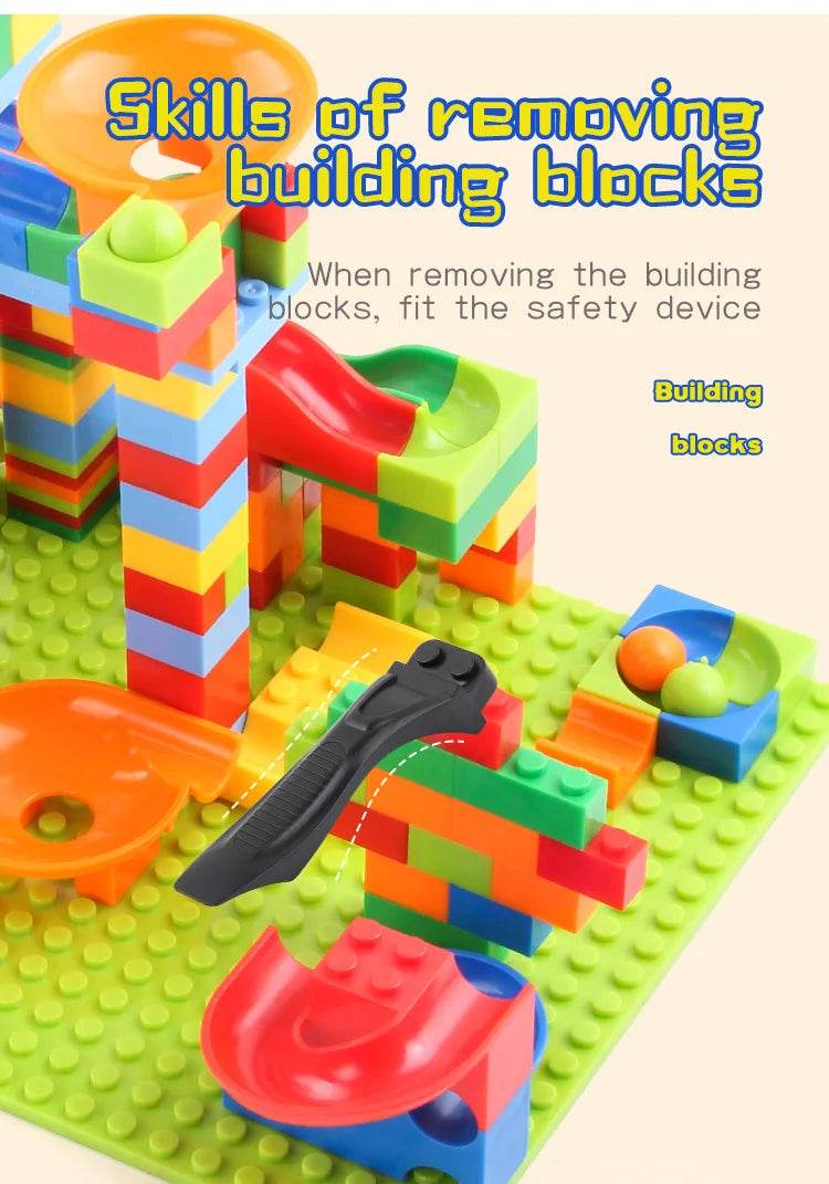 Marble Race Run Block Small Size Building Blocks Maze Ball Funnel Slide Blocks DIY Creative Bricks Assemble Toys Bulk Model Toys - AIAZ