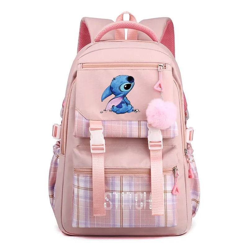 Stitch School Bags High School Student Backpack Female Large Capacity Junior High School Laptop Mochila Escolar - AIAZ