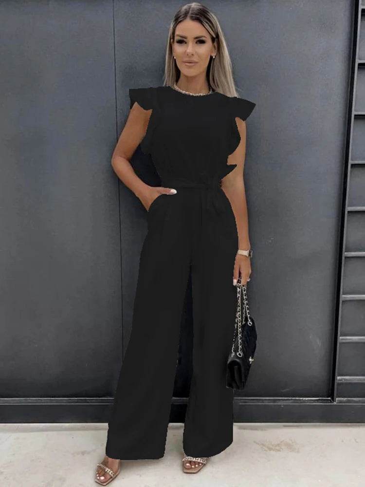 2024 Summer Short Sleeve Wide Leg Jumpsuit For Women Elegant Romper Vintage Streetwear Jumpsuits Overalls Women Jump Suit Woman - AIAZ